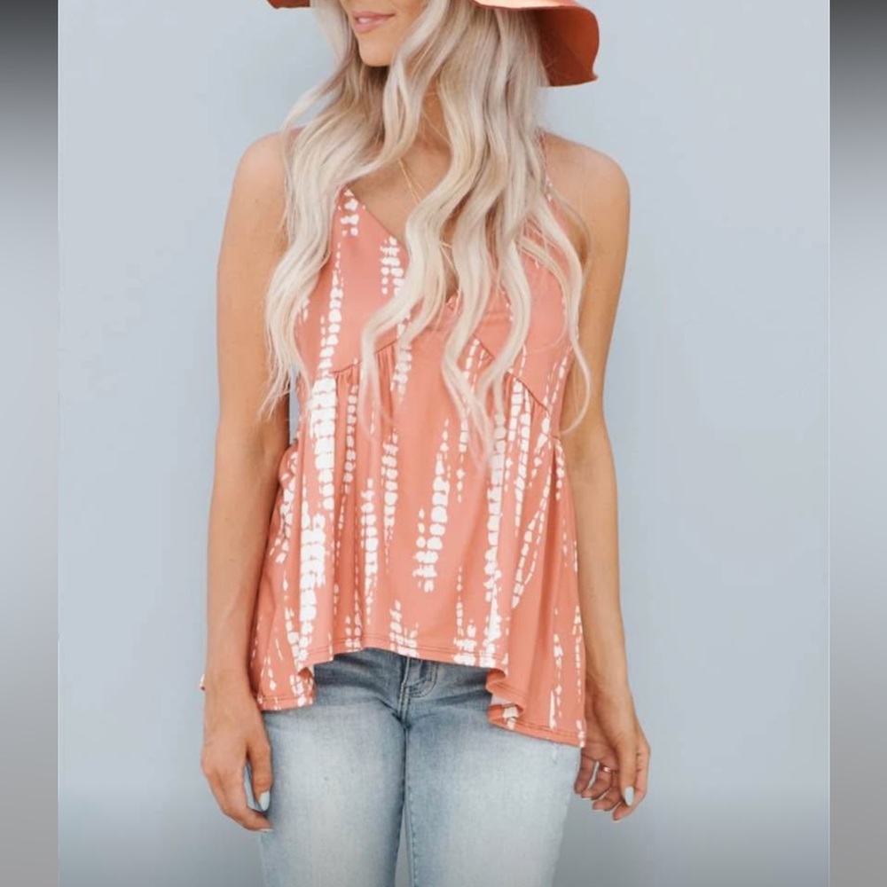 Nanamacs Peaches And Cream Tank Top (Coral/Cream) NWT